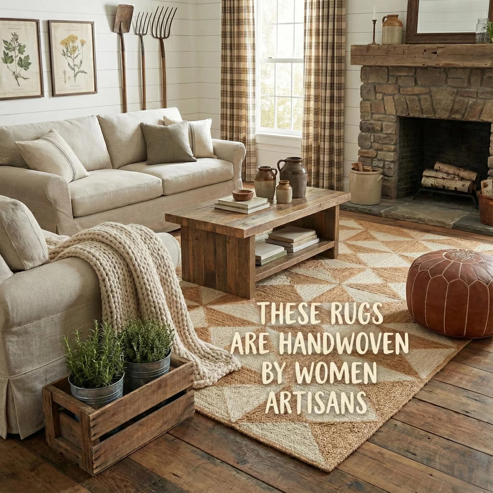 P12.7-Hand-Woven Two-Tone Geometric Jute Carpet