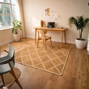 Handwoven Rectangular Jute Carpet with Sleek Chequered Pattern