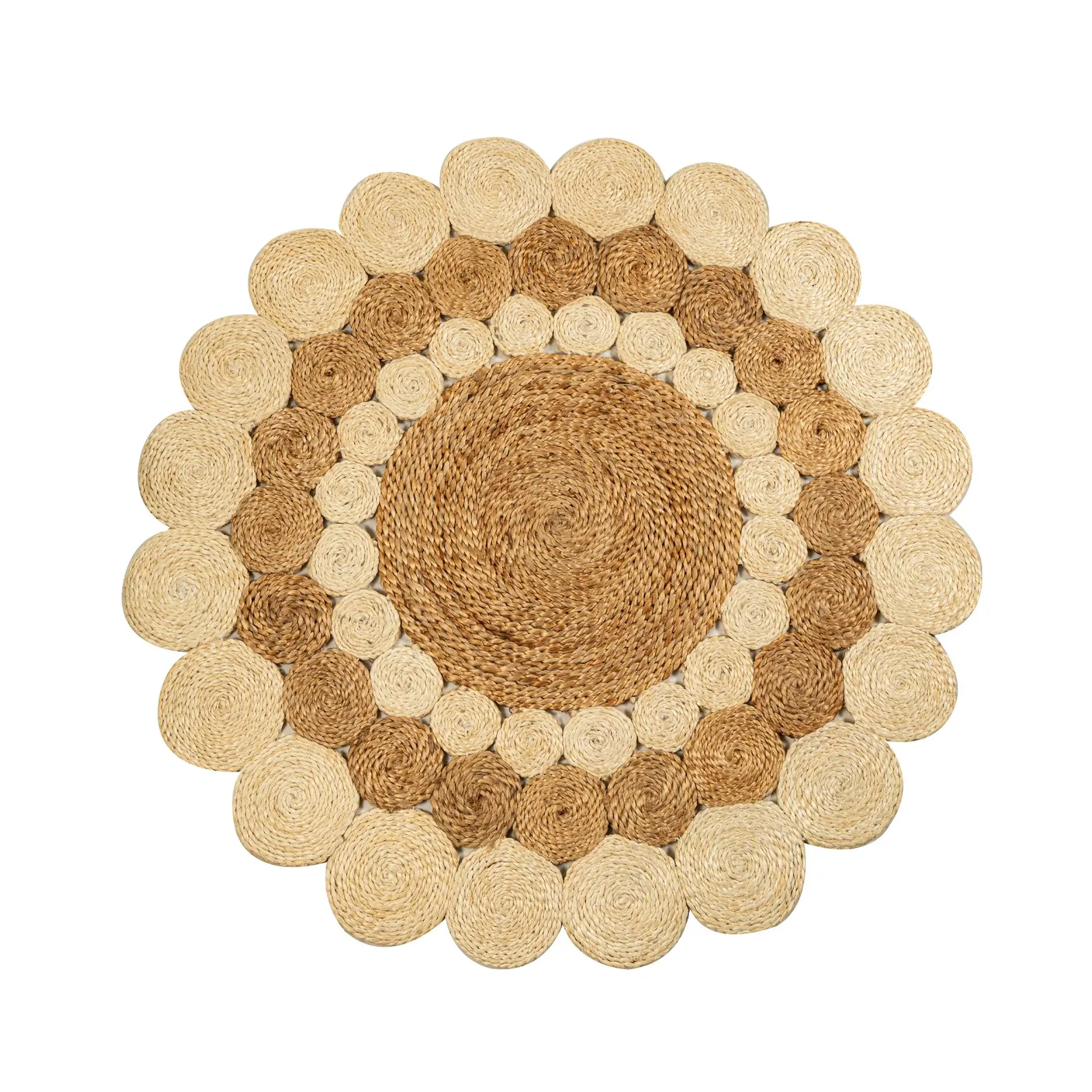 P18.5-Two-Tone Round Braided Boho Mat