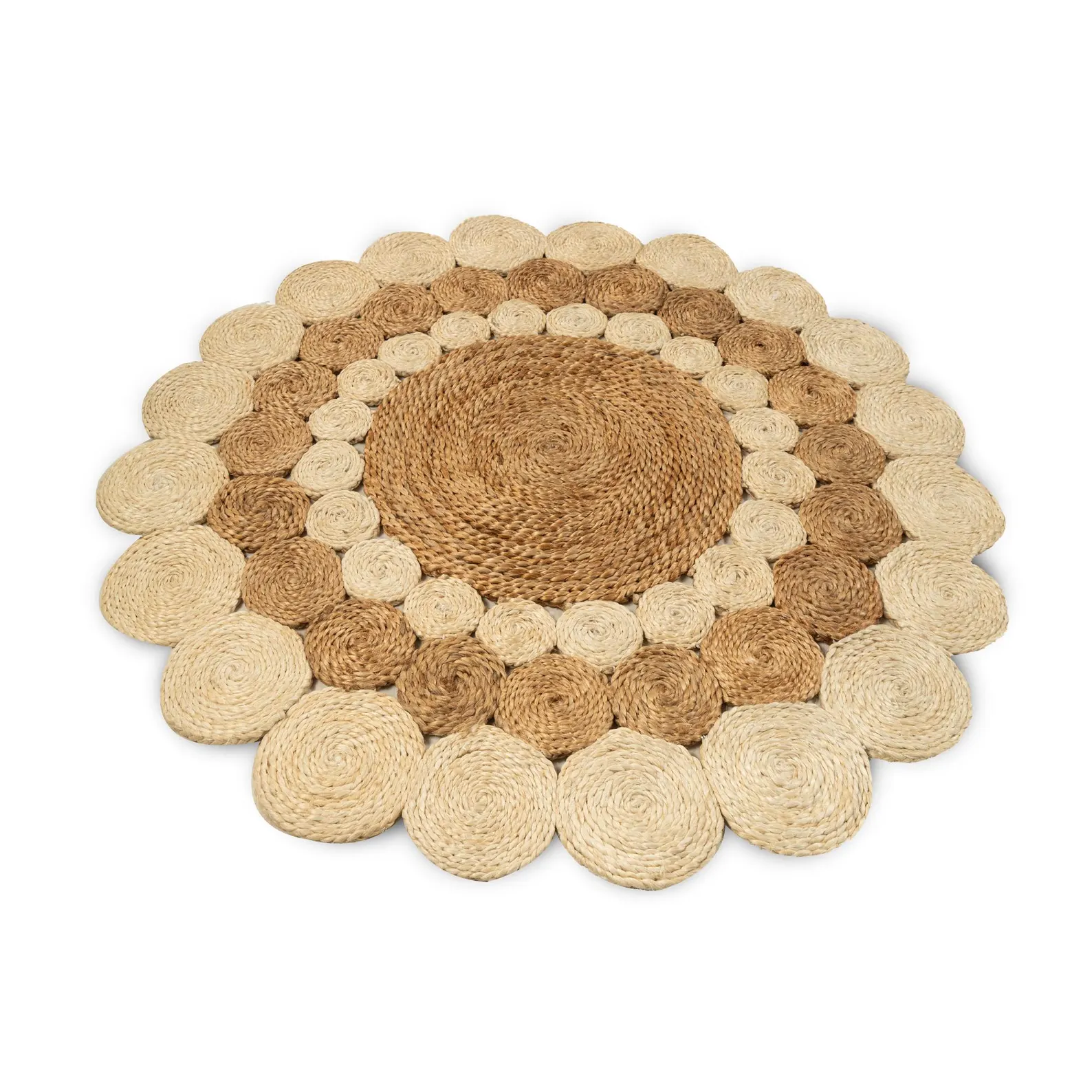 P18.7-Two-Tone Round Braided Boho Mat
