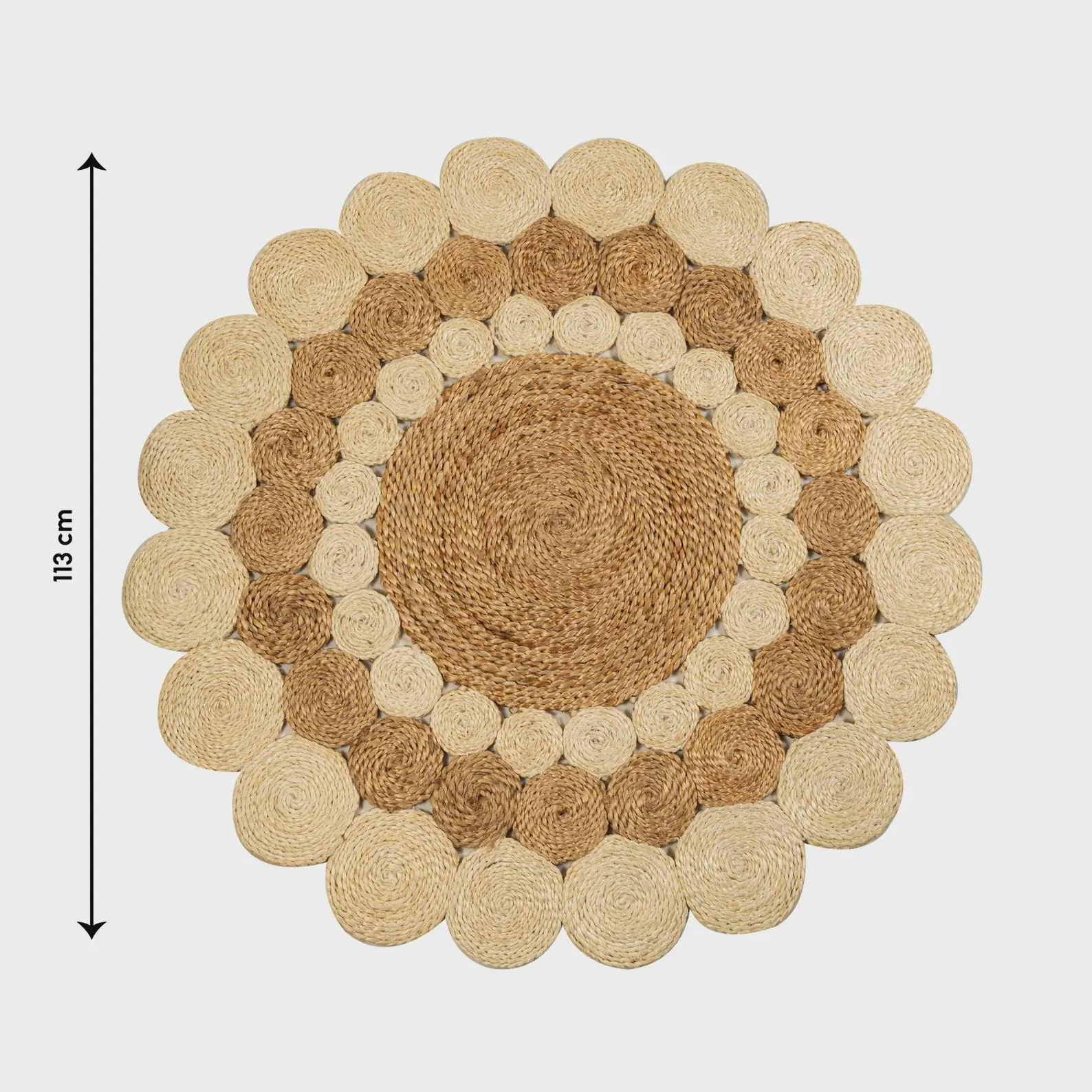 P18.8-Two-Tone Round Braided Boho Mat