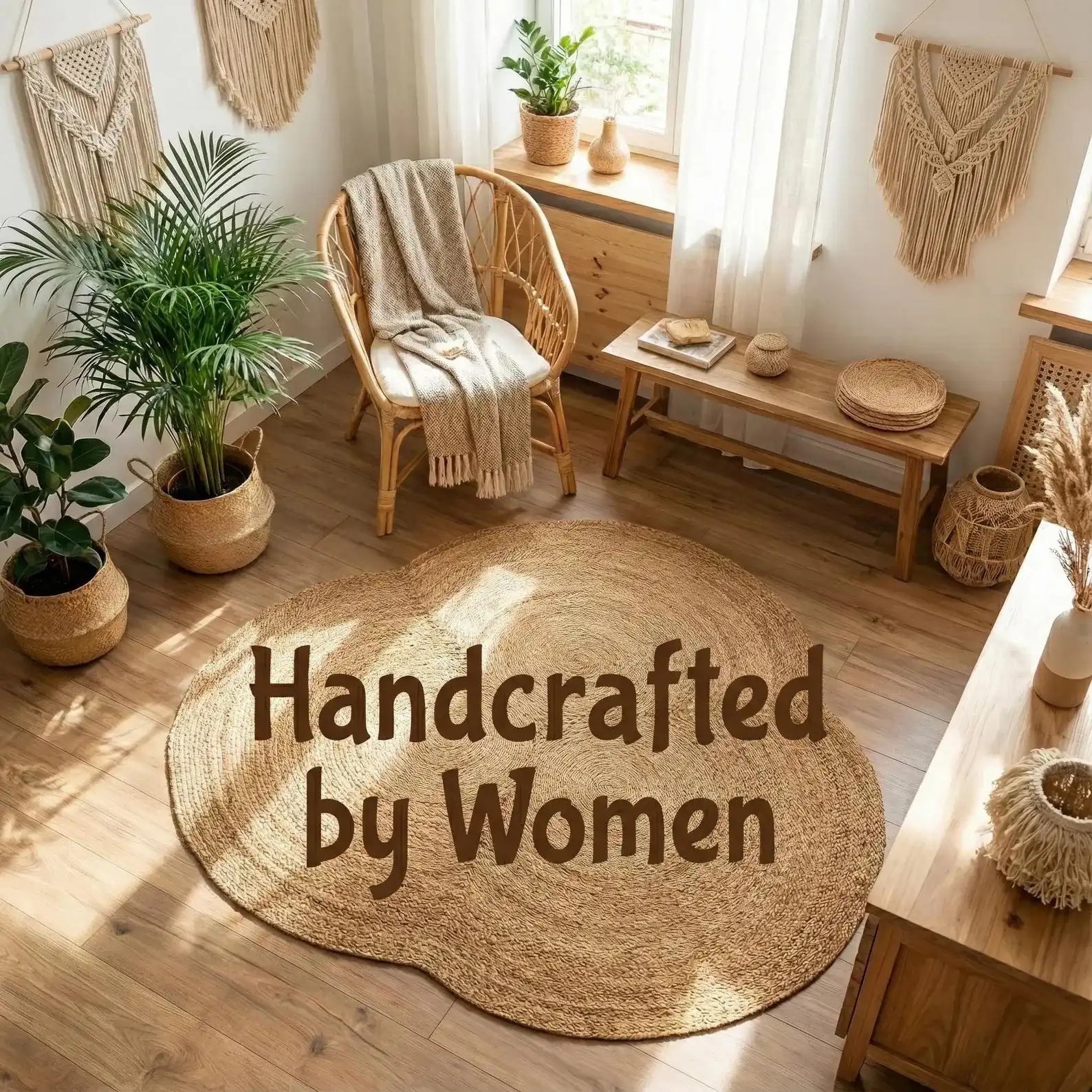 P20.2-Handwoven Flower Shape Jute Doormat