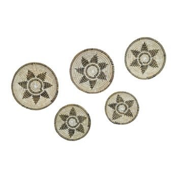 Rustic Multicolor Jute style Kansgrass Wall Mat Set of 5