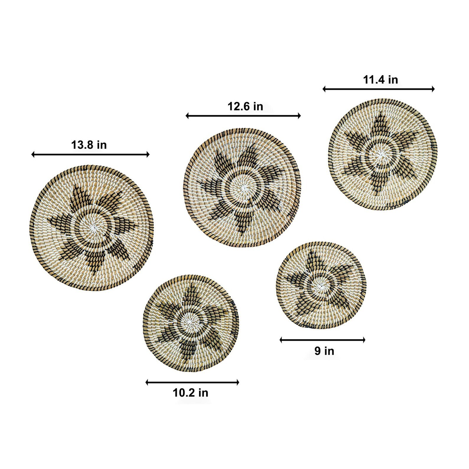 P22.3-Rustic Multicolor Jute style Kansgrass Wall Mat Set of 5