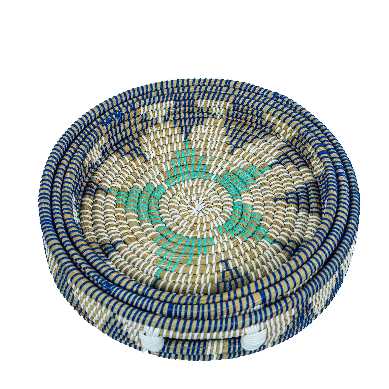 P24.10-Handwoven Jute Style Kansgrass Basket Tray Set of 3