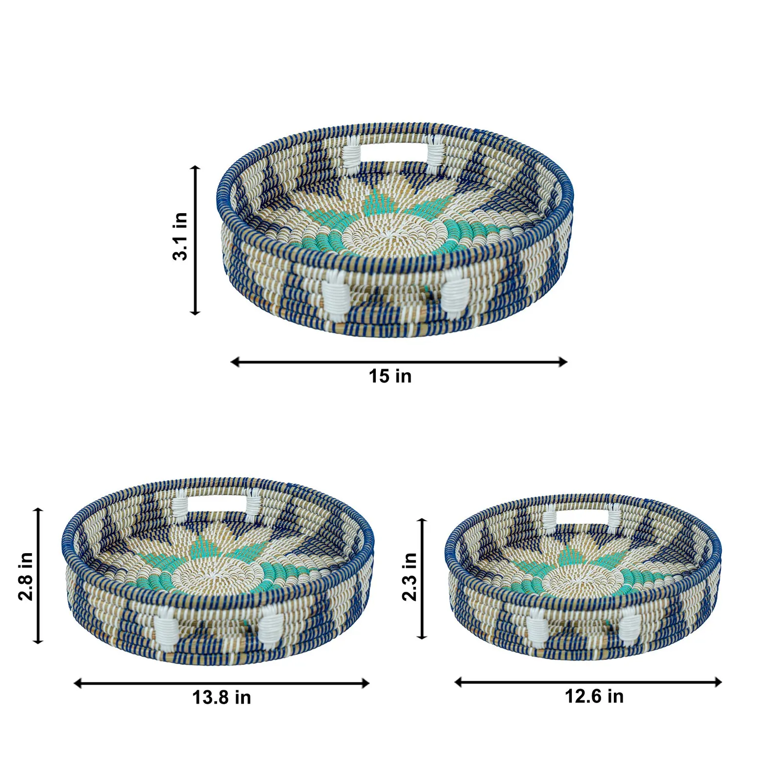 P24.12-Handwoven Jute Style Kansgrass Basket Tray Set of 3