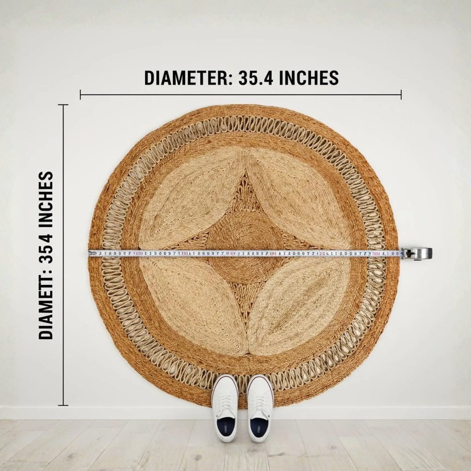 P27.3-Handwoven Two-Tone Round Star Jute Floormat