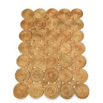 Hand-Woven Geometric Patch-Work Jute Rug