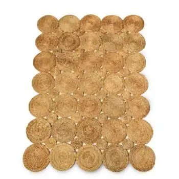 Hand-Woven Geometric Patch-Work Jute Rug