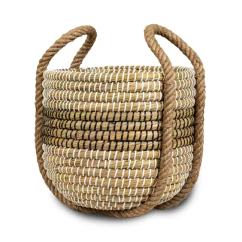 Kans Grass Double-Tone Basket with Extended Handles
