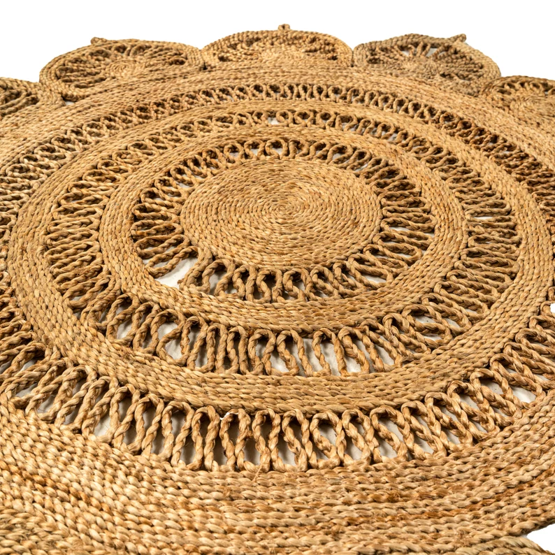 P6.7-Handwoven Hexagonal Braided Jute Mat