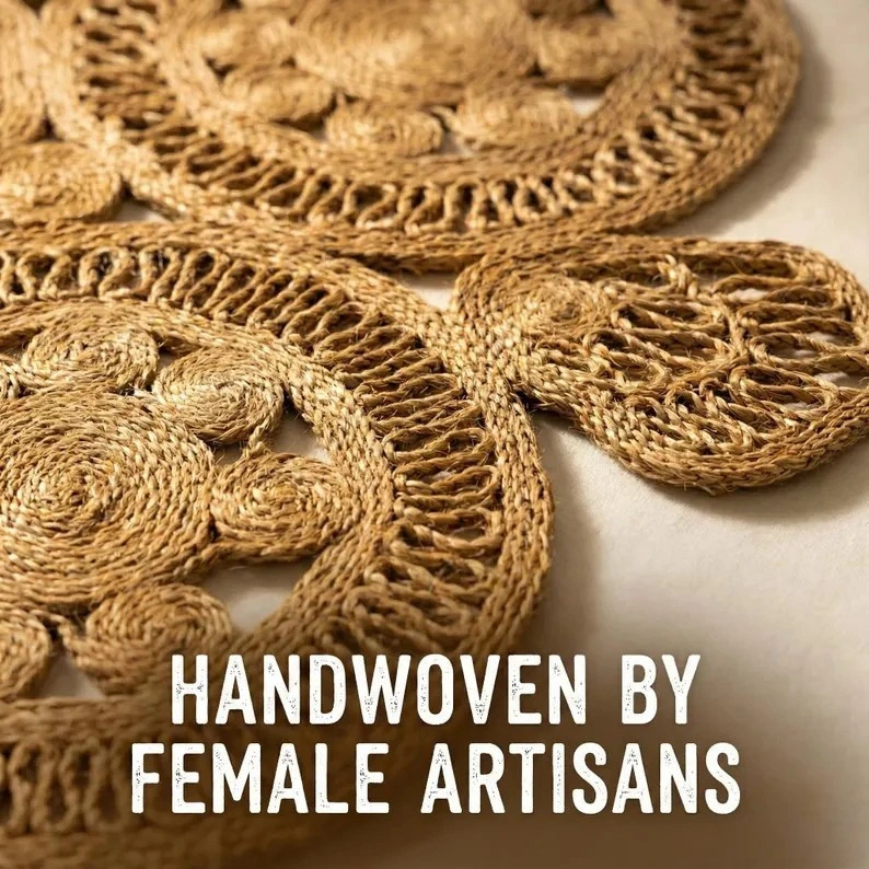 P6.8-Handwoven Hexagonal Braided Jute Mat