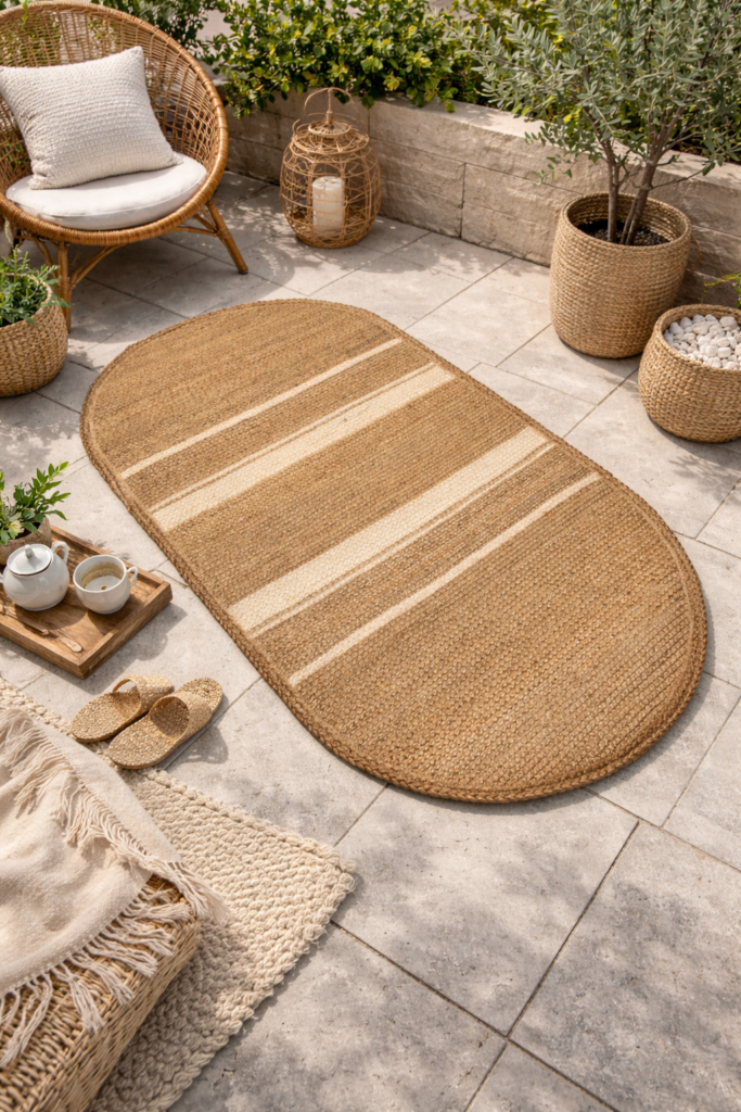 jute doormat outside