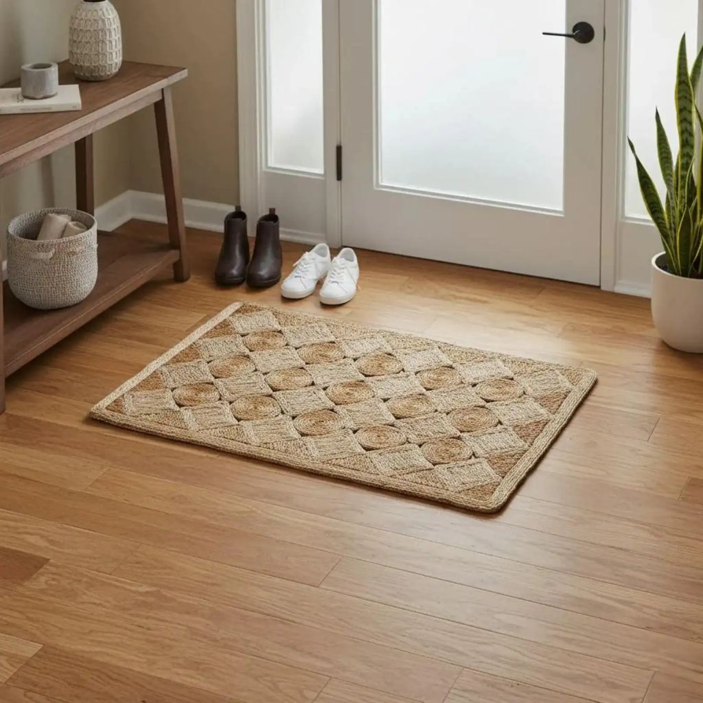 jute doormat outside