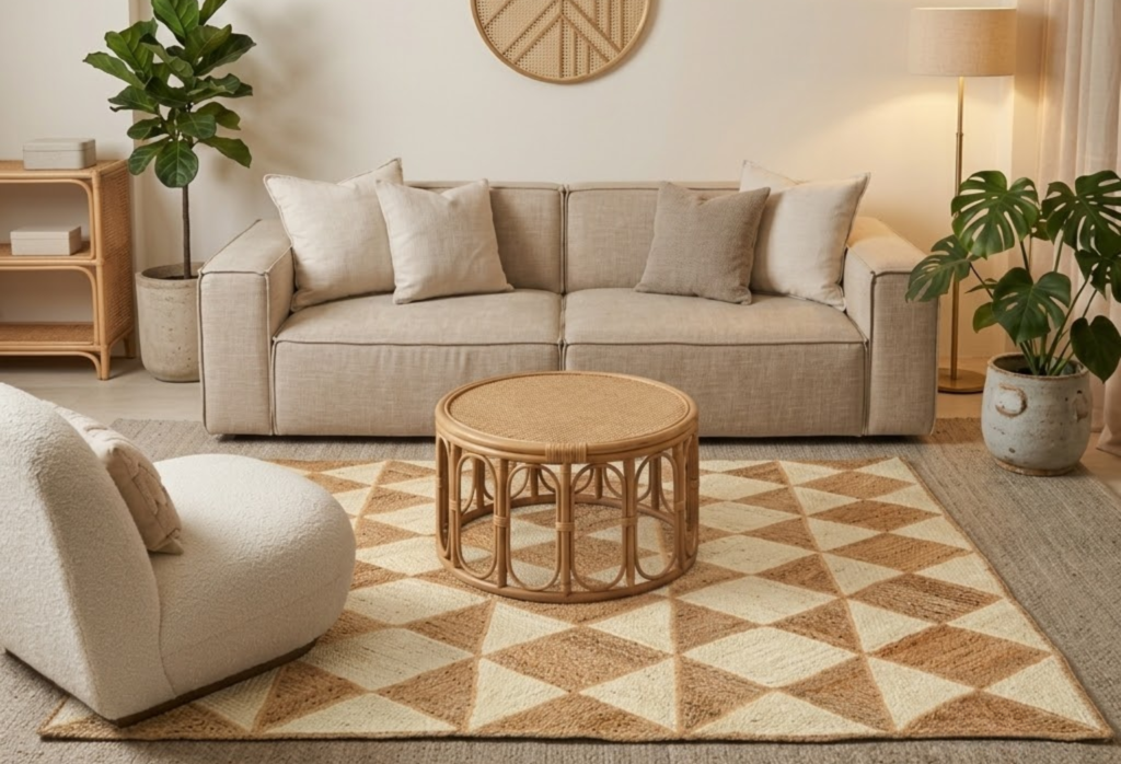 boho living room ideas Layer Different Textures