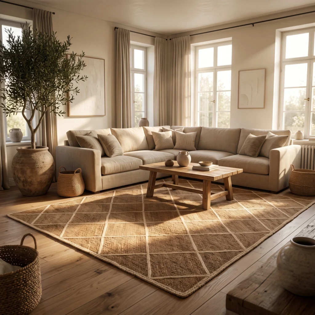 Natural rug for living room